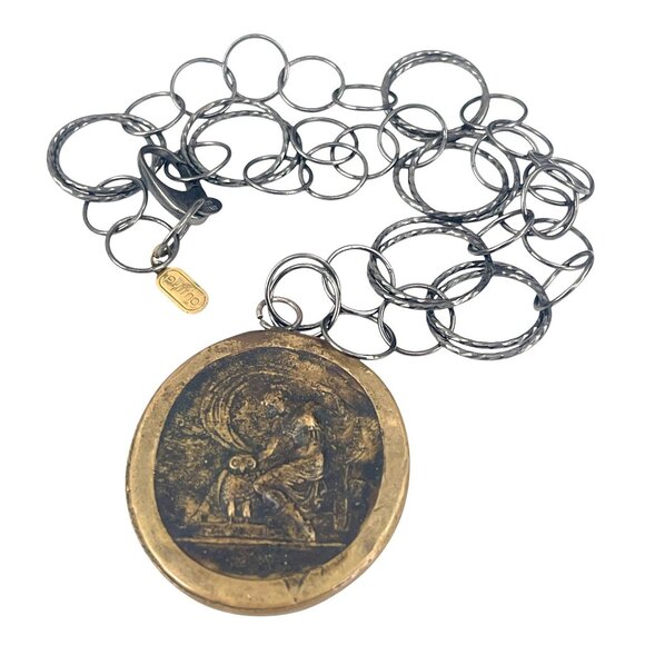 Pyrrha Bronze 925 Athena Minerva Wisdom Owl Necklace Intaglio Talisman Necklace - Picture 1 of 7